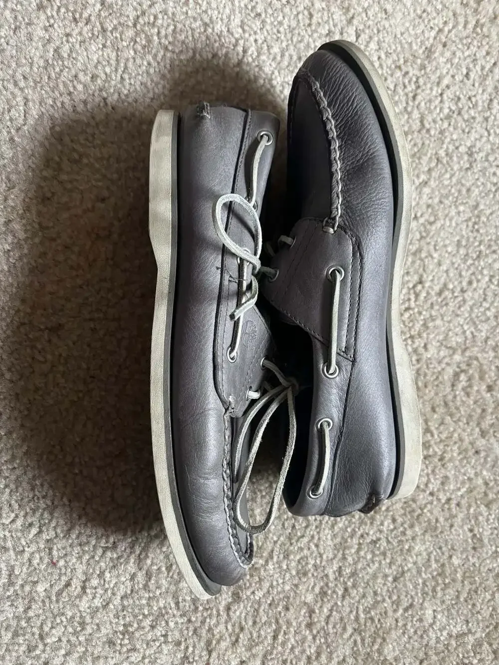 Timberland Men's Classic Boat 2-Eye Shoes in Grey Leather Size 11